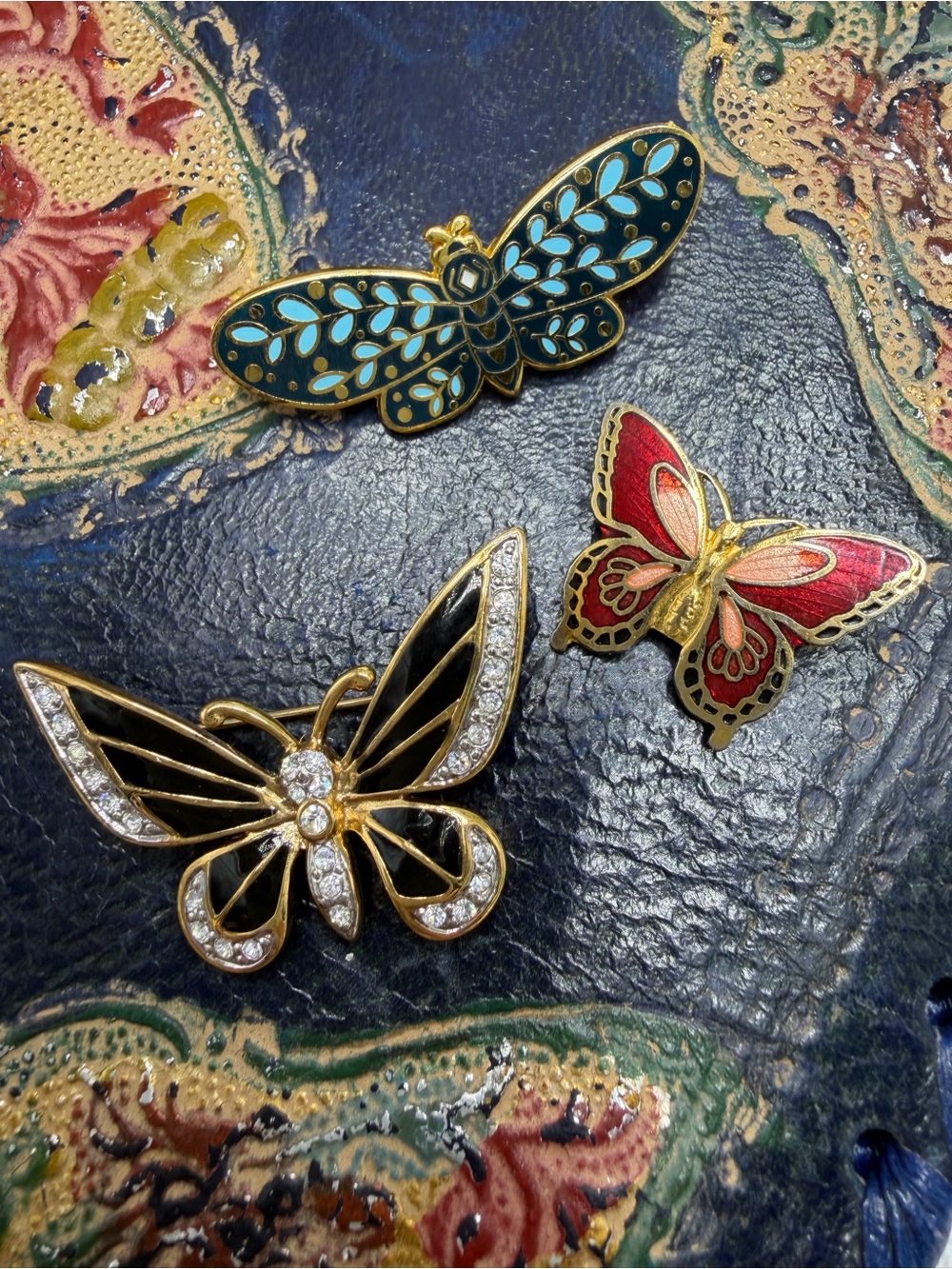 Vintage Enamel Butterflies Brooches